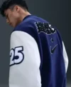 Shop Yu-Gi-Oh x Nike Navy Blue and White Varsity Destroyer Jacket Back