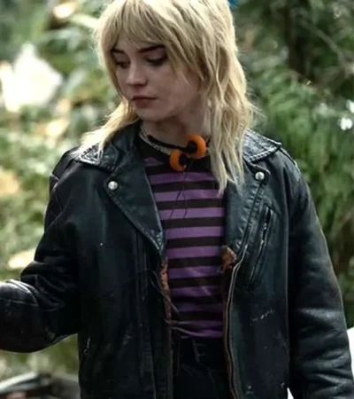 Sophie Thatcher TV Series Yellowjackets Young Natalie Black Biker Leather Jacket