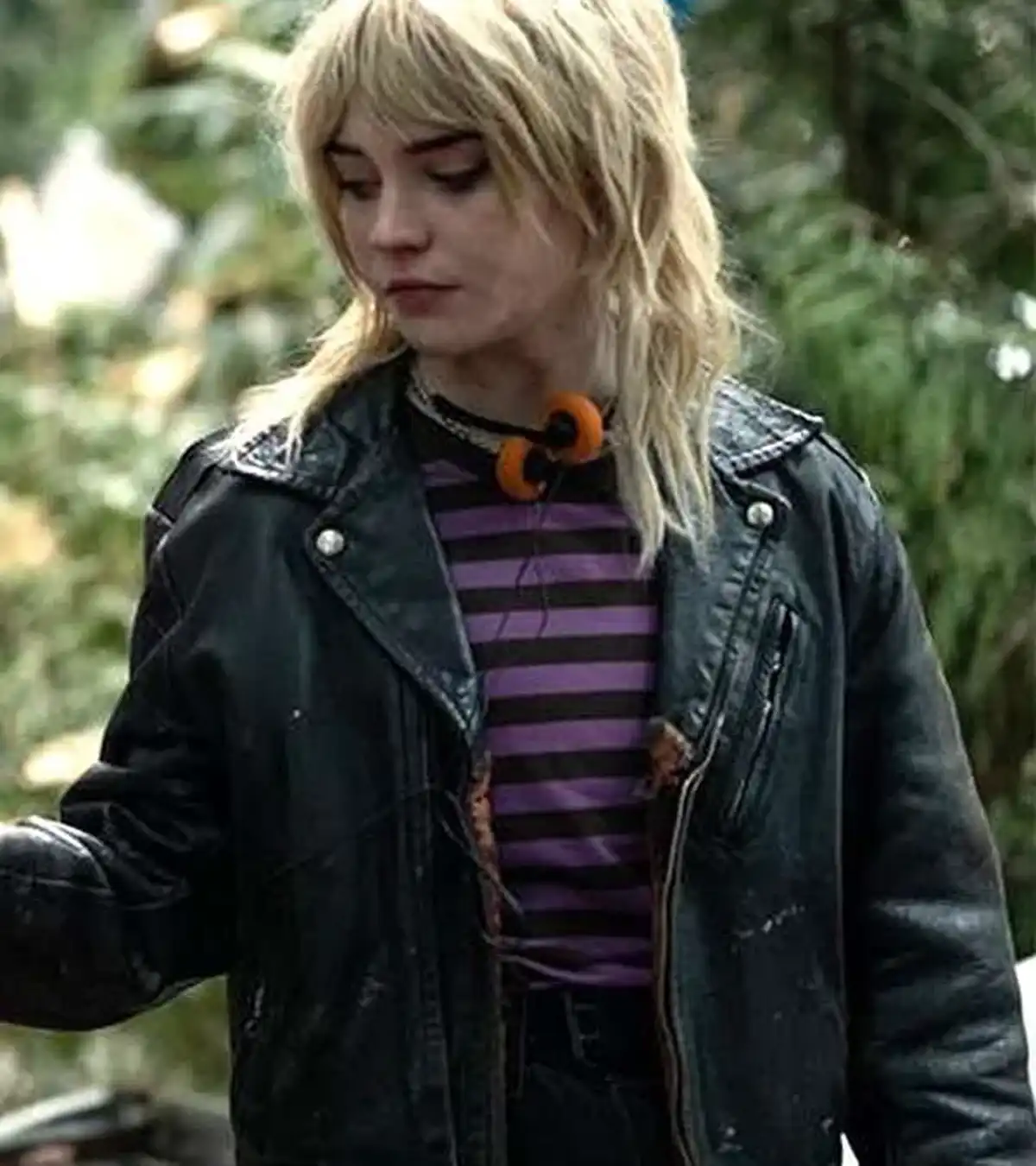 Sophie Thatcher TV Series Yellowjackets Young Natalie Black Biker Leather Jacket