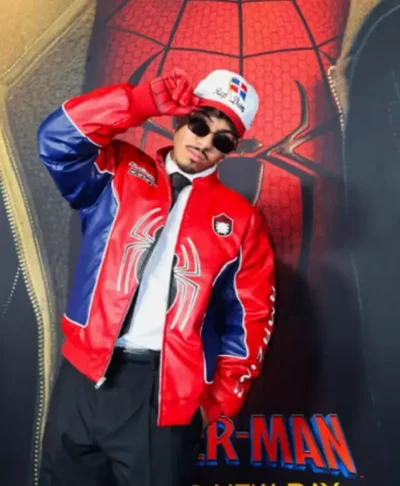 Spider-Man Brand New Day Premiere 2026 Cristian Andres Red and Blue Leather Marvel Spider-Man Moto Jacket Front