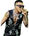 Stadio San Siro Concert 2026 Sfera Ebbasta Black Leather Vest Front