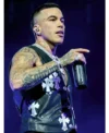 Stadio San Siro Concert 2026 Sfera Ebbasta Black Leather Vest Right