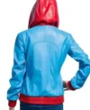 Supergirl Blue and Red Leather Hooded Cosplay Jacket Back