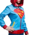 Supergirl Blue and Red Leather Hooded Cosplay Jacket Right