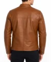 Tan Brown Athletic Build Full Grain Leather Biker Jacket