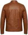 Tan Brown Athletic Fit Full Grain Leather Biker Jacket