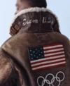 Team USA Winter Olympics 2026 Series Ralph Lauren Brown Leather Flight Jacket For Sale