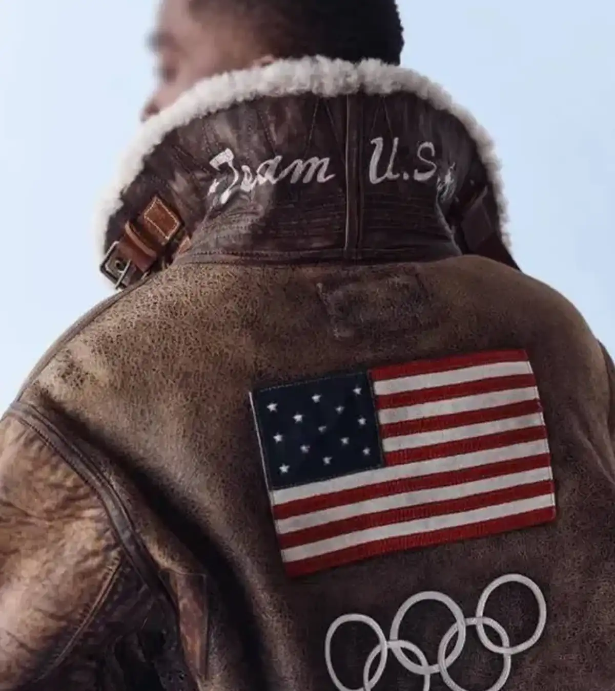 Team USA Winter Olympics 2026 Series Ralph Lauren Brown Leather Flight Jacket For Sale