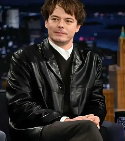 The Tonight Show S13 Charlie Heaton Leather Blazer