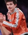 Timothee Chalamet Playoffs Avirex Orange Leather Jacket