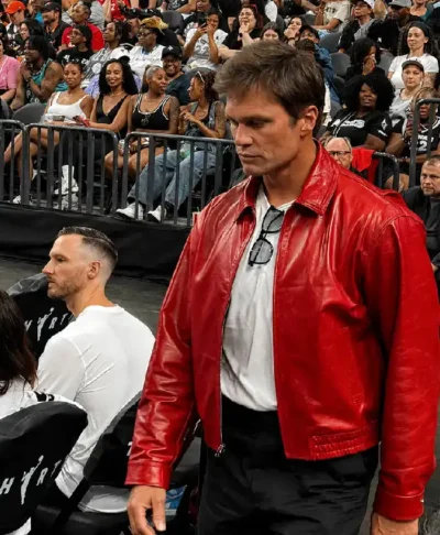 Tom Brady Championship Ring Ceremony Red Leather Jacket