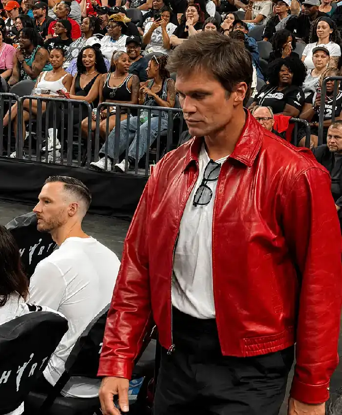 Tom Brady Championship Ring Ceremony Red Leather Jacket