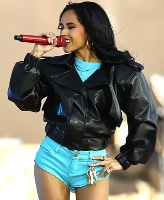 Toronto Rogers Stadium 2026 Becky G Black Leather Jacket Front