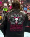WWE Monday Night Raw Hit Man Bret Hart Black Leather Biker Jacket Back