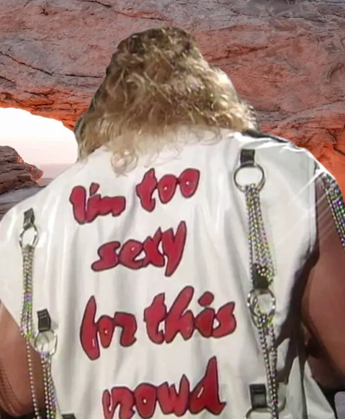 WWE Shawn Michaels Heart Printed White Leather Vest for Men Back