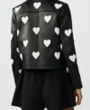 Women Heart Fashion 2025 Black Leather Jacket For Sale