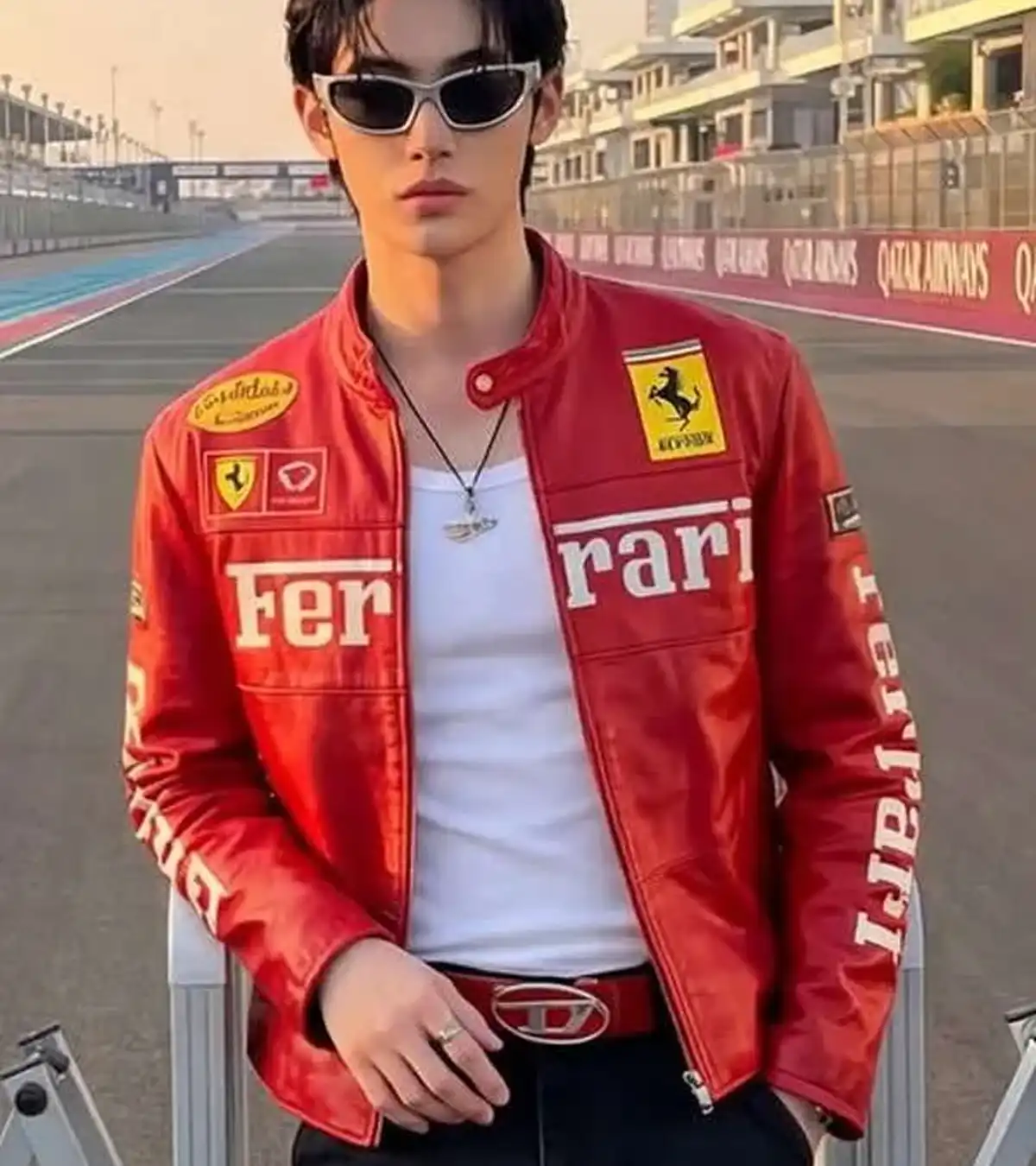 Wonho Red Ferrari Leather Jacket