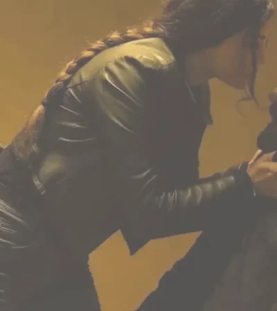 Yolanthe Cabau Movie Mr. and Mrs. Aslan Luna Aslan Black Real Leather Jacket Sale