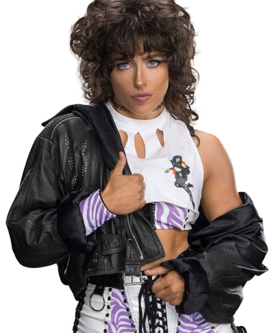 2026 WWE NXT Lizzy Rain Black Leather Biker Jacket Closeup