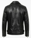 Asymmetrical Jacket Mens Real Leather with Sheepskin back view