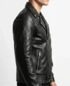 Asymmetrical Jacket Mens Real Leather with Sheepskin side view