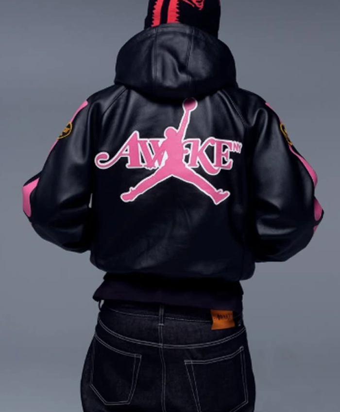 Awake NY x Jordan Black Skeleton Leather Jacket Back