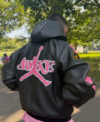 Awake NY x Jordan Blue Skeleton Leather Hooded Jacket Back