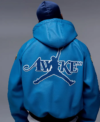 Awake NY x Jordan Blue Skeleton Leather Jacket Back