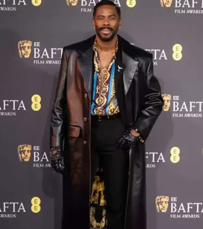BAFTA Colman Domingo Black Leather Coat