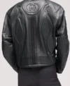 BTS Jin Gucci Primavera GG Black Embossed Leather Motorcycle Biker Jacket Sale