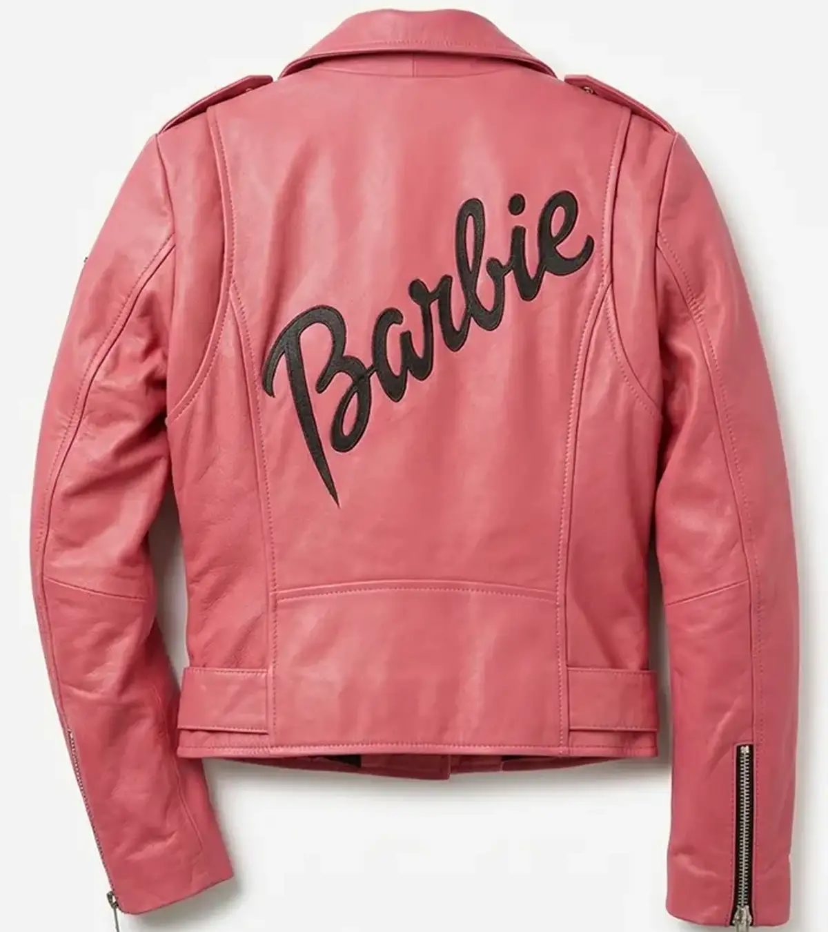 Barbie Doll Pink Bomber Biker Moto Real Leather Jacket For Women