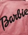 Barbie Doll Womens Pink Bomber Leather Jacket back EMD