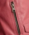 Barbie Doll Womens Pink Bomber Leather Jacket side pocket