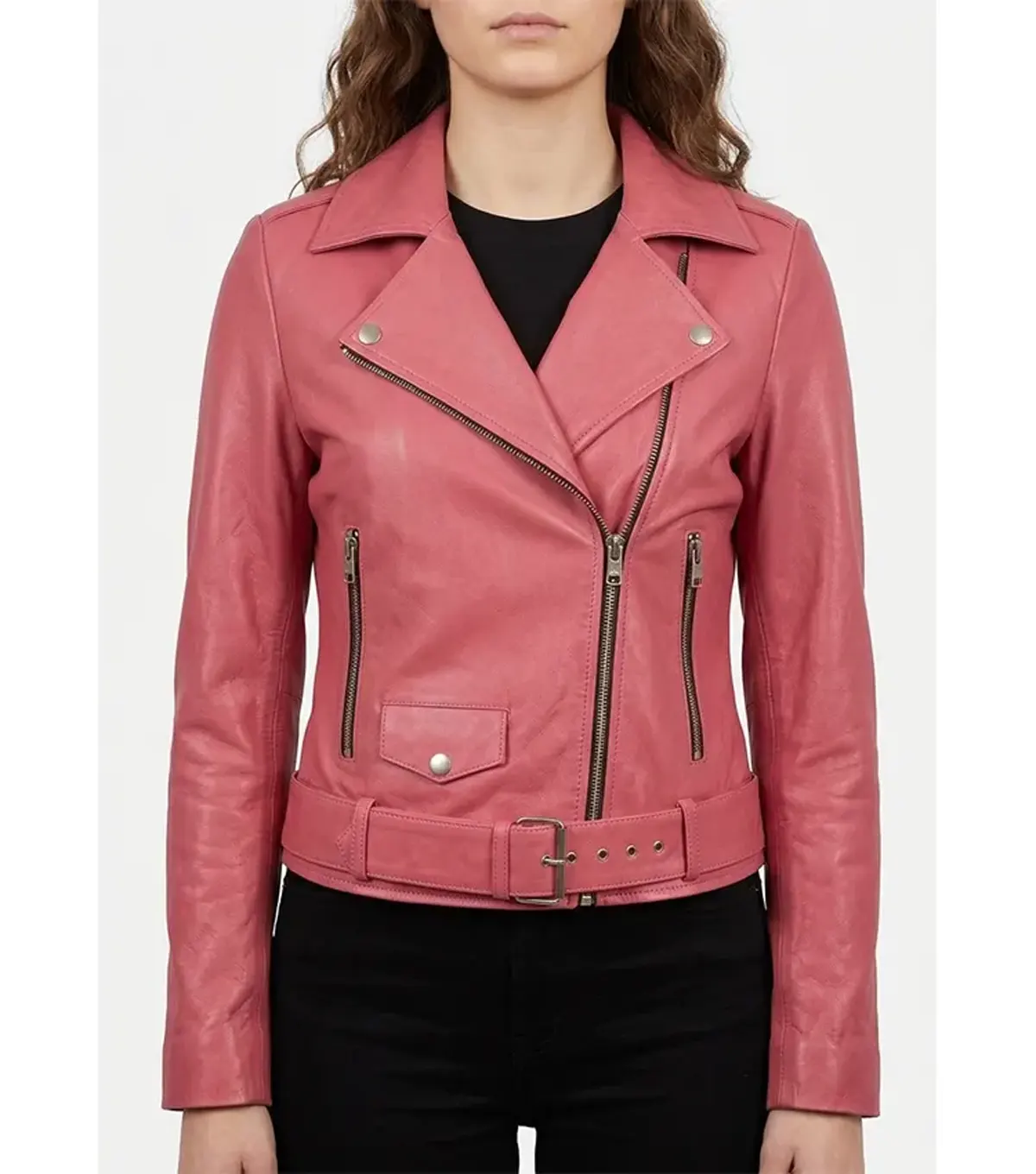 Barbie Doll Womens Pink Bomber Leather Jacket
