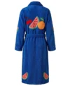 Blue Fresh Fruit Chenille Bathrobe back