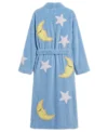 Blue Moon and Stars All Over Chenille Bathrobe back view