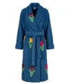 Blue Tiptoe Thru the Tulips Chenille Bathrobe