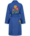 Blue Tiptoe Thru the Tulips Chenille Bathrobe back