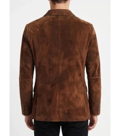 Brett Brown Suede Real Leather Slim Fit Blazer back