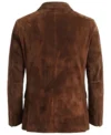 Brett Brown Suede Real Leather Slim Fit Blazer back view