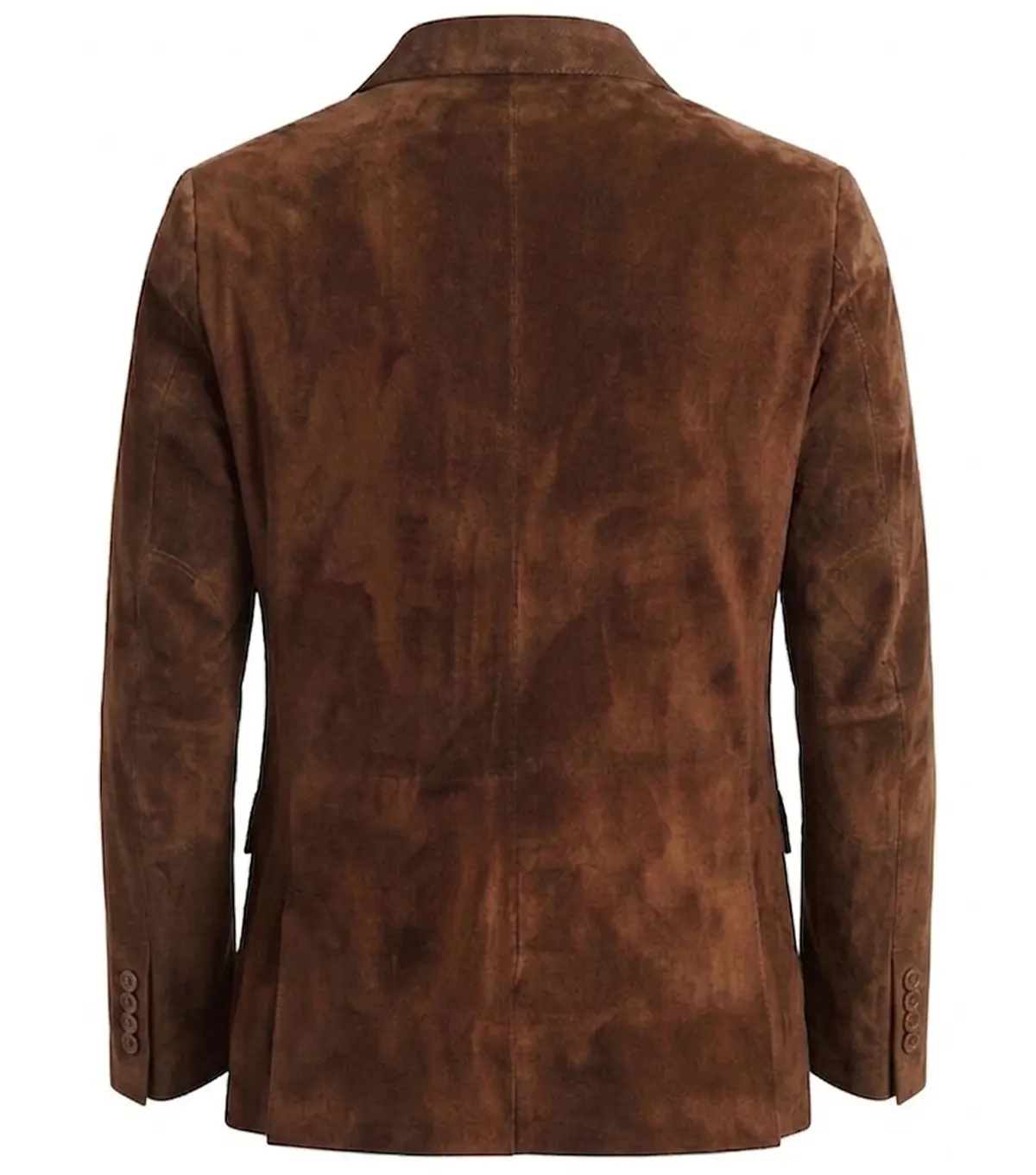 Brett Brown Suede Real Leather Slim Fit Blazer back view