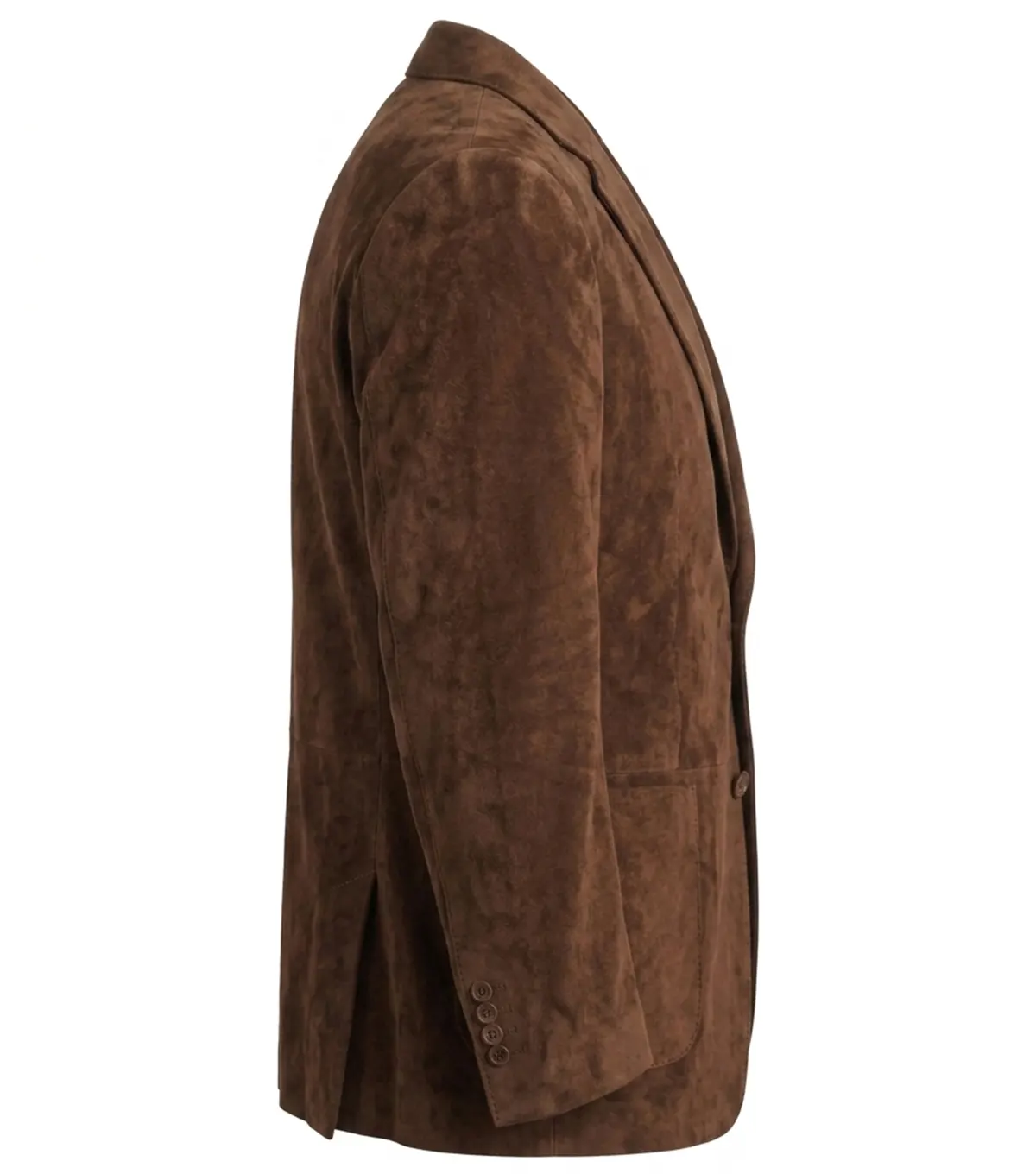 Brett Brown Suede Real Leather Slim Fit Blazer side view