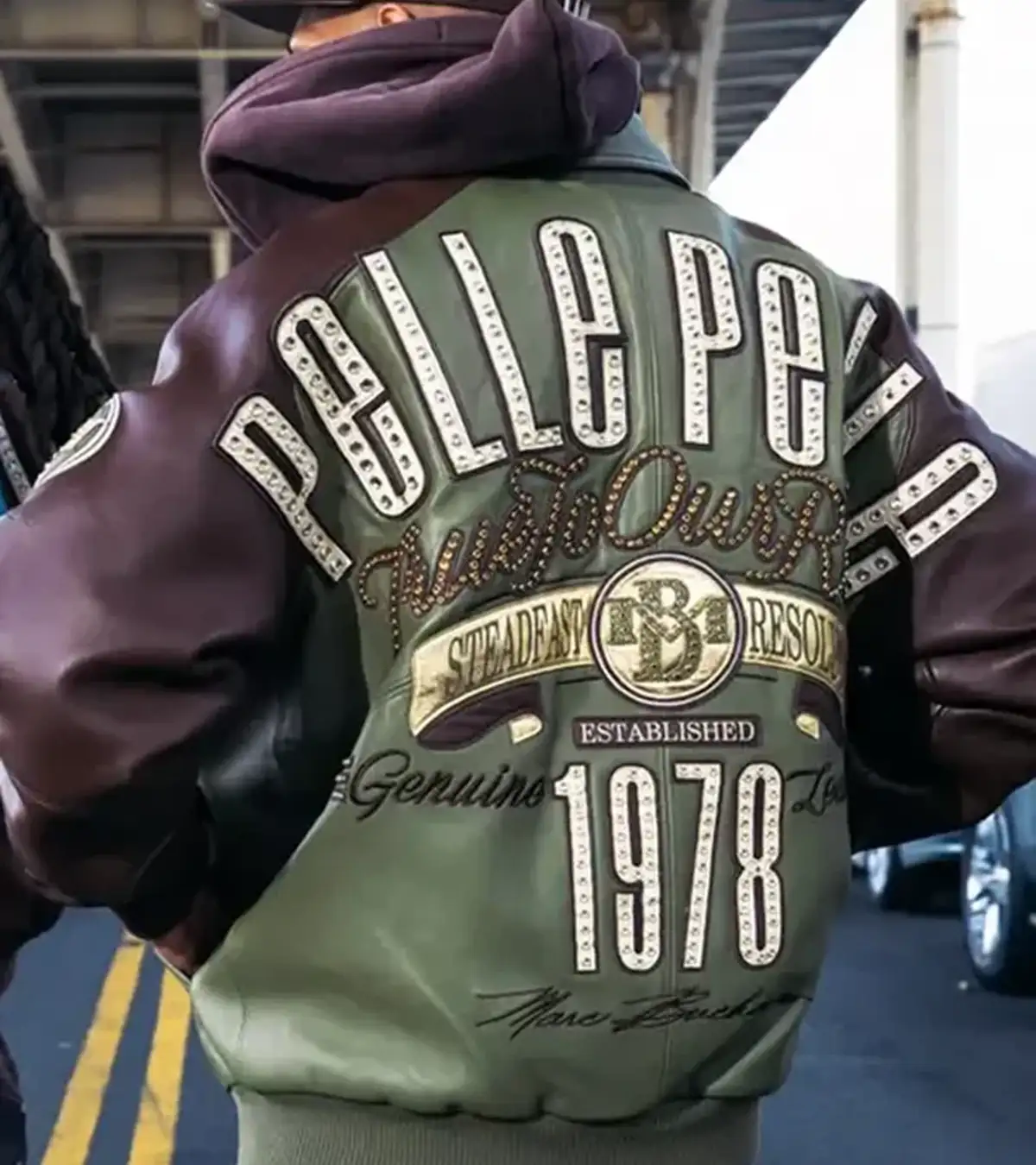 Buy 1978 Pelle Pelle Fall 2026 True To Our Roots Green And Brown Bomber Leather Jacket