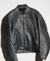 Buy BTS Jin Gucci Primavera GG Black Embossed Leather Motorcycle Biker Jacket