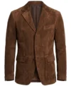 Buy Brett Brown Suede Real Leather Slim Fit Blazer
