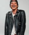 Buy Bruno Mars Apt Song Black Studded Leather Motorcycle Jacket On Sale