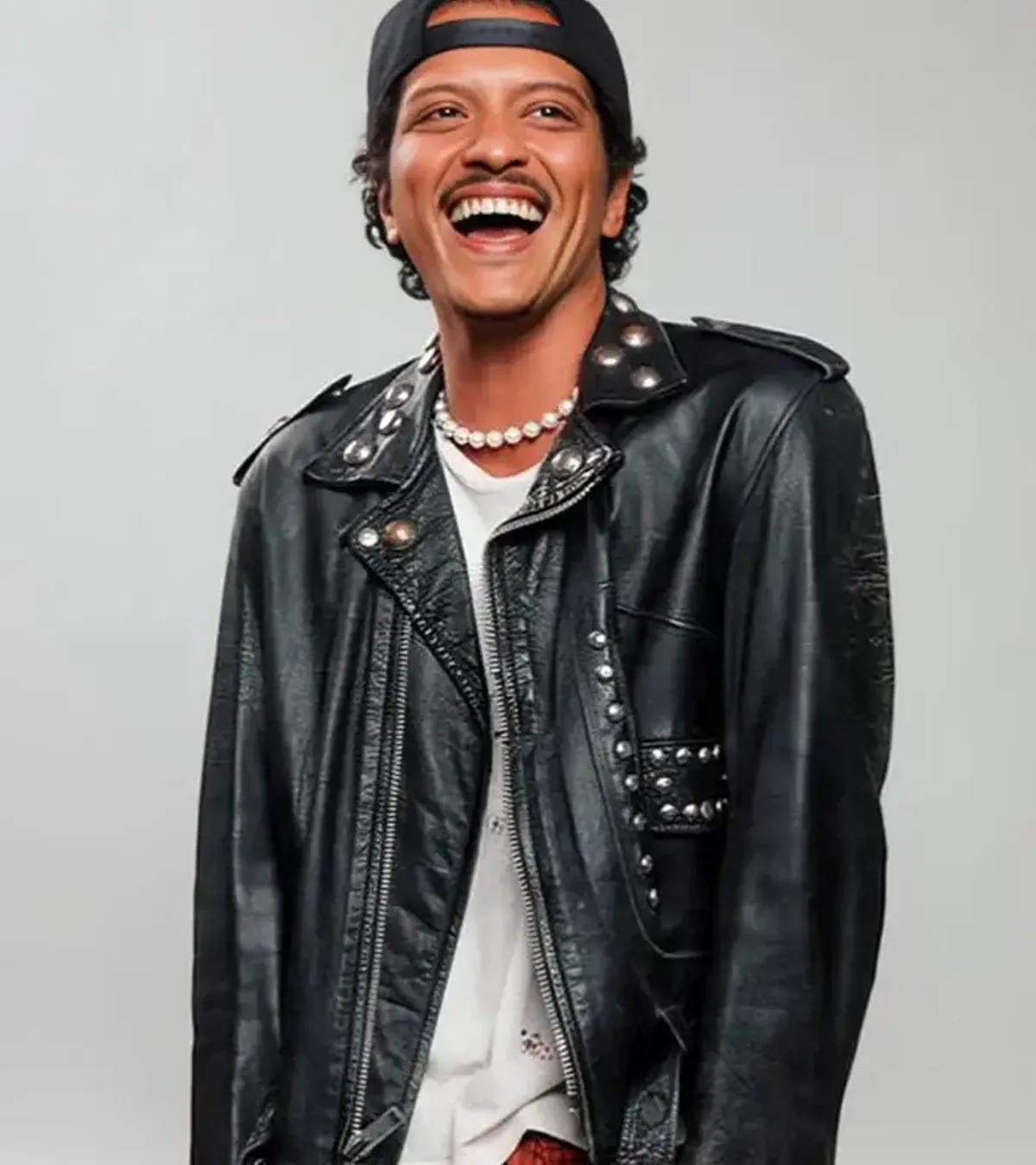 Buy Bruno Mars Apt Song Black Studded Leather Motorcycle Jacket On Sale