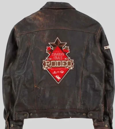 Buy Canadian Finals Rodeo Brandon Vintage Frontier Rodeo Brown Leather Jacket For Sale