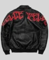 Buy Chris Brown Auracles x Pelle Pelle Topography Black Leather Bomber Jacket For Men and Women