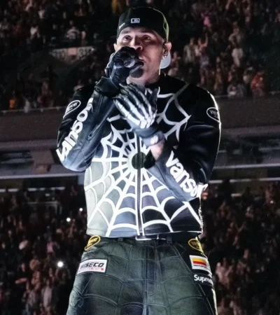Buy Chris Brown RnB Tour 2026 Night 1 Chicago Black Vanson Moto Leather Jacket On Sale